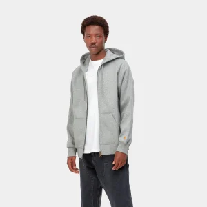 New Carhartt WIP Hooded Chase Jacket Grey Heather / Gold