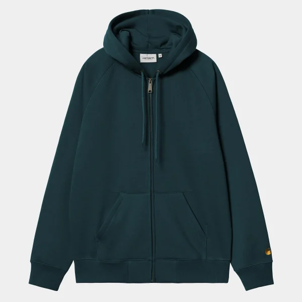 Online Carhartt WIP Hooded Chase Jacket Duck Blue / Gold