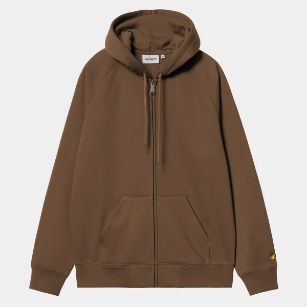 Online Carhartt WIP Hooded Chase Jacket Chocolate / Gold