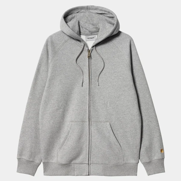 New Carhartt WIP Hooded Chase Jacket Grey Heather / Gold