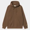 Best Sale Carhartt WIP Hooded Chase Sweatshirt Chocolate / Gold