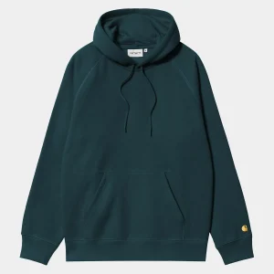 Discount Carhartt WIP Hooded Chase Sweatshirt Duck Blue / Gold