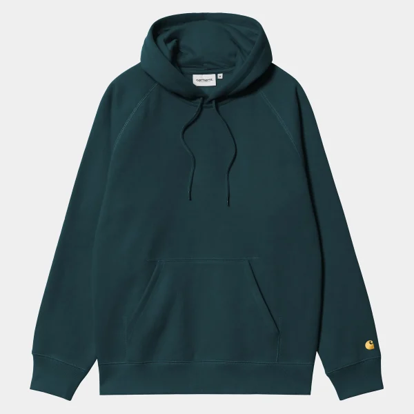 Discount Carhartt WIP Hooded Chase Sweatshirt Duck Blue / Gold