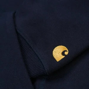 Discount Carhartt WIP Hooded Chase Sweatshirt Dark Navy / Gold