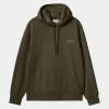 Hot Carhartt WIP Hooded Script Embroidery Sweat Cypress / White