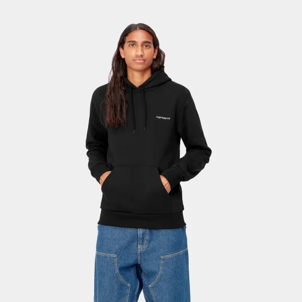 Cheap Carhartt WIP Hooded Script Embroidery Sweat Black / White