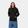 Shop Carhartt WIP Hooded Script Embroidery Sweat Black / White