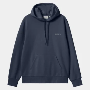 Hot Carhartt WIP Hooded Script Embroidery Sweat Air Force Blue / White