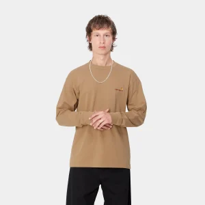 New Carhartt WIP L/S American Script T-Shirt Peanut