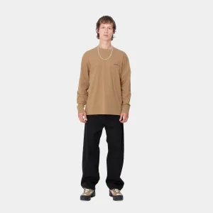 New Carhartt WIP L/S American Script T-Shirt Peanut