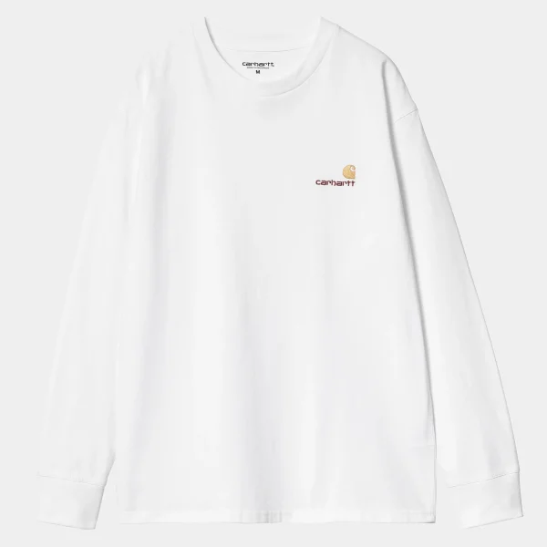 Cheap Carhartt WIP L/S American Script T-Shirt White