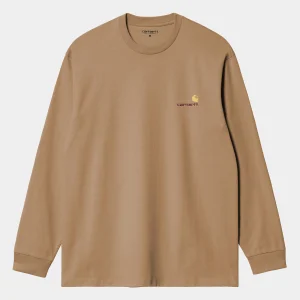 New Carhartt WIP L/S American Script T-Shirt Peanut