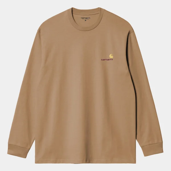 New Carhartt WIP L/S American Script T-Shirt Peanut