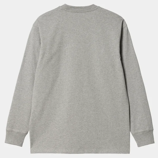 Outlet Carhartt WIP L/S American Script T-Shirt Grey Heather