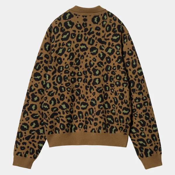 Hot Carhartt WIP L/S Arlo Polo Camo Leo Jacquard, Tamarind / Black