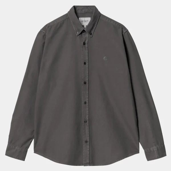 Fashion Carhartt WIP L/S Bolton Shirt Graphite