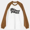 Online Carhartt WIP L/S Brown Ducks Baseball T-S White / Hamilton Brown