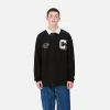 Shop Carhartt WIP L/S Brown Ducks Rugby Shirt Black / White