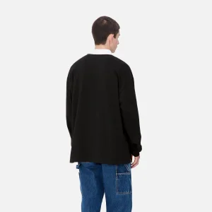 Shop Carhartt WIP L/S Brown Ducks Rugby Shirt Black / White