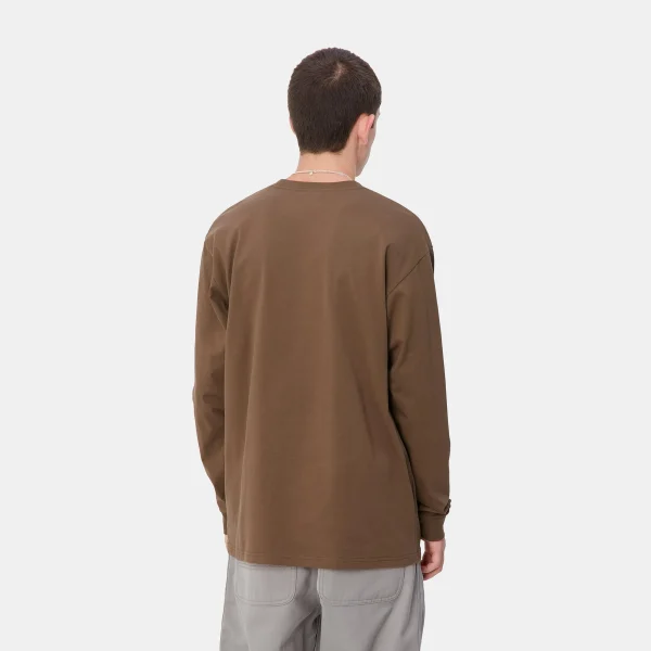 Fashion Carhartt WIP L/S Chase T-Shirt Chocolate / Gold