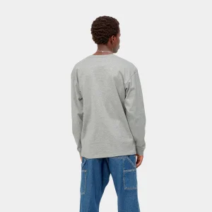 Shop Carhartt WIP L/S Chase T-Shirt Grey Heather / Gold