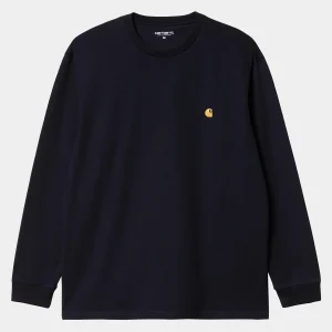 Cheap Carhartt WIP L/S Chase T-Shirt Dark Navy / Gold