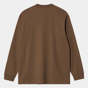 Fashion Carhartt WIP L/S Chase T-Shirt Chocolate / Gold