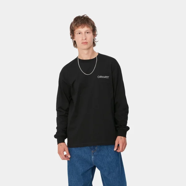 Fashion Carhartt WIP L/S Detroit Standard T-Shirt Black / White