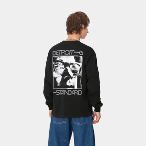 Fashion Carhartt WIP L/S Detroit Standard T-Shirt Black / White