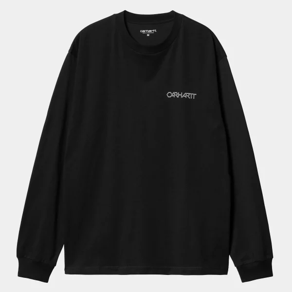 Fashion Carhartt WIP L/S Detroit Standard T-Shirt Black / White