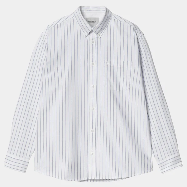 Cheap Carhartt WIP L/S Dowlen Shirt Dowlen Stripe, White / White