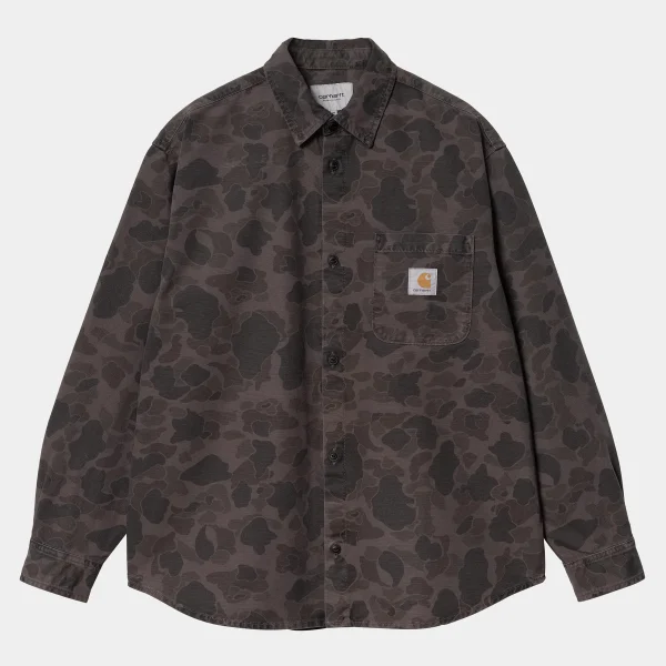 Clearance Carhartt WIP L/S Duck Shirt Camo Duck, Green / Graphite