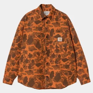 Discount Carhartt WIP L/S Duck Shirt Camo Duck, Green / Turmeric