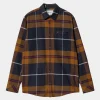 Discount Carhartt WIP L/S Garnett Shirt Garnett Check, Deep H Brown / Deep H Brown