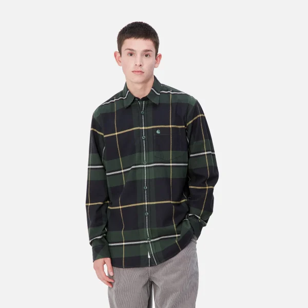 Clearance Carhartt WIP L/S Garnett Shirt Garnett Check, Sycamore Tree / Sycamore Tree