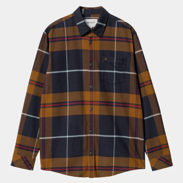 Discount Carhartt WIP L/S Garnett Shirt Garnett Check, Deep H Brown / Deep H Brown