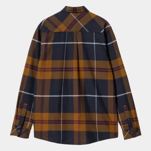 Discount Carhartt WIP L/S Garnett Shirt Garnett Check, Deep H Brown / Deep H Brown