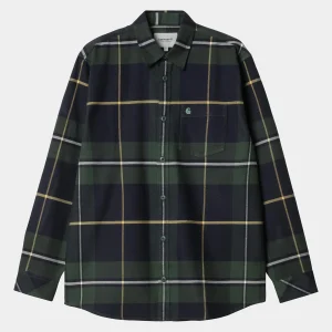 Clearance Carhartt WIP L/S Garnett Shirt Garnett Check, Sycamore Tree / Sycamore Tree