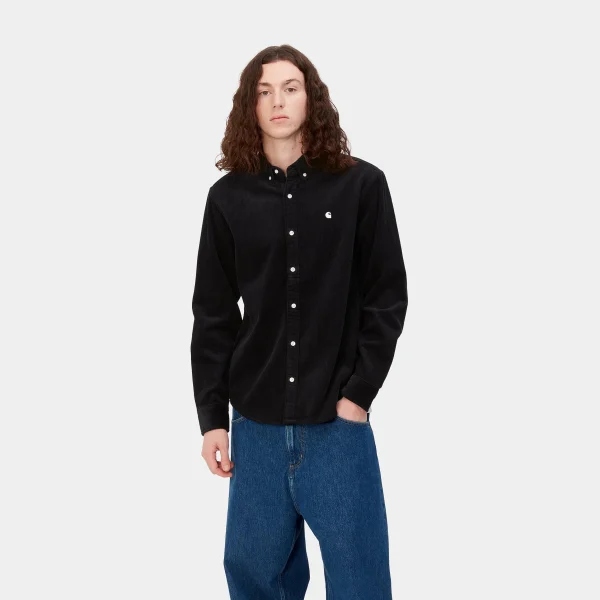 Shop Carhartt WIP L/S Madison Cord Shirt Black / Wax