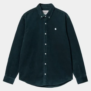 Fashion Carhartt WIP L/S Madison Cord Shirt Duck Blue / Wax