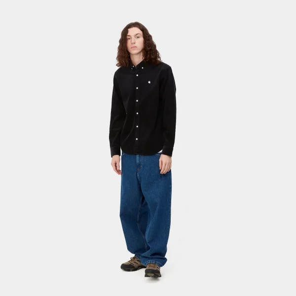 Shop Carhartt WIP L/S Madison Cord Shirt Black / Wax