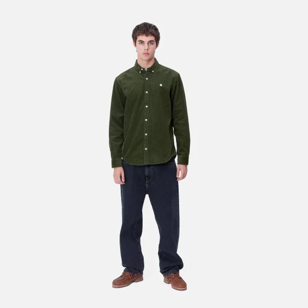 Cheap Carhartt WIP L/S Madison Cord Shirt Tarragon / Wax