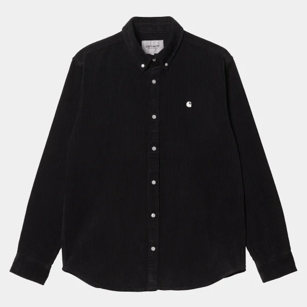 Shop Carhartt WIP L/S Madison Cord Shirt Black / Wax