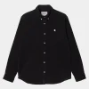 Shop Carhartt WIP L/S Madison Fine Cord Shirt Black / Wax