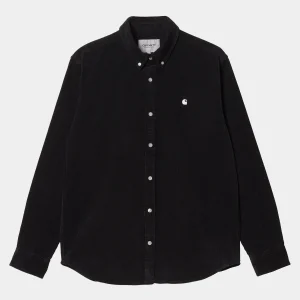 Shop Carhartt WIP L/S Madison Fine Cord Shirt Black / Wax