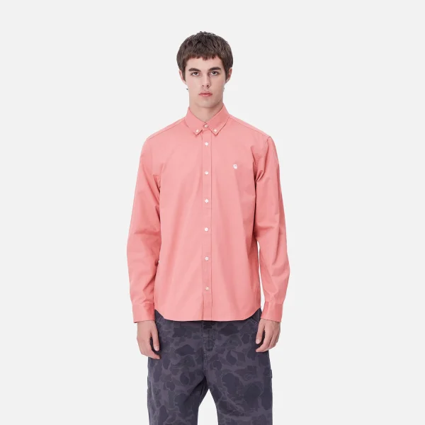 Cheap Carhartt WIP L/S Madison Shirt Dusty Rose / Wax