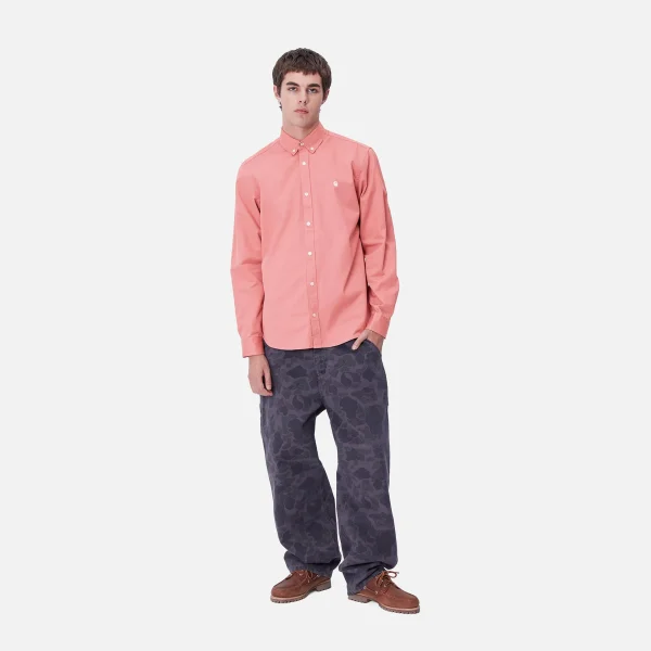 Cheap Carhartt WIP L/S Madison Shirt Dusty Rose / Wax