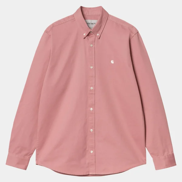 Cheap Carhartt WIP L/S Madison Shirt Dusty Rose / Wax