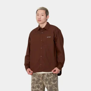 Fashion Carhartt WIP L/S Module Script Shirt Offroad / White