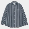 Cheap Carhartt WIP L/S Signature Shirt Betz Stripe, Air Force Blue / Dusty Ice